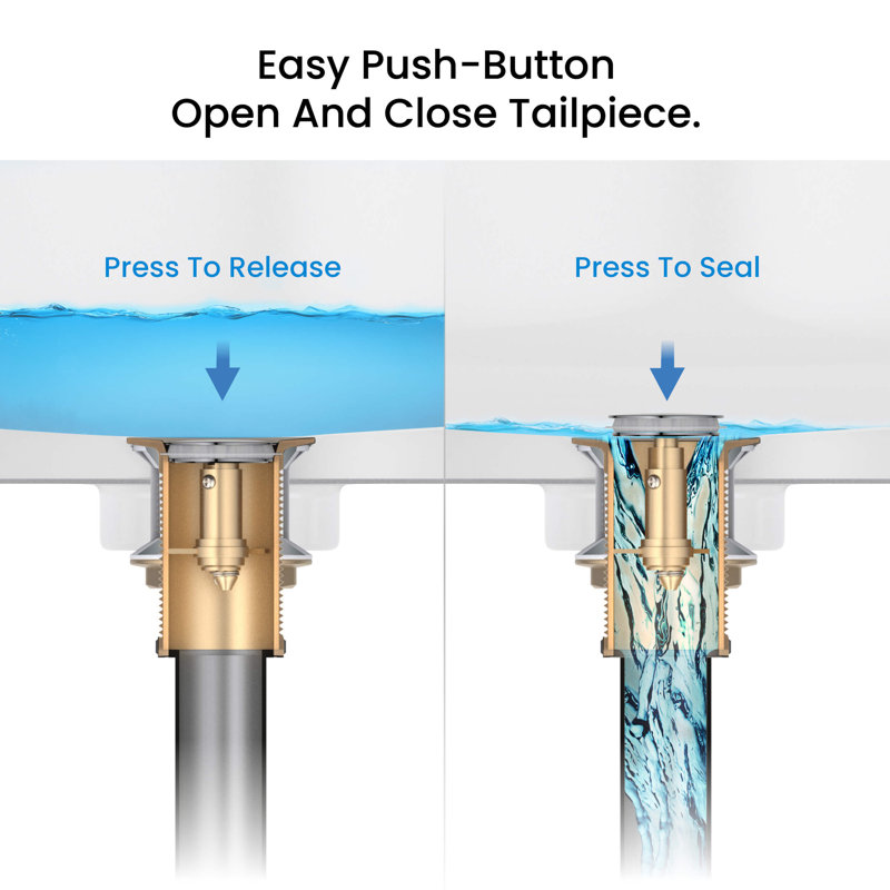 KIBI USA Bathroom Sink Pop Up Drain Stopper with 12" tailpiece, with Overflow Wayfair